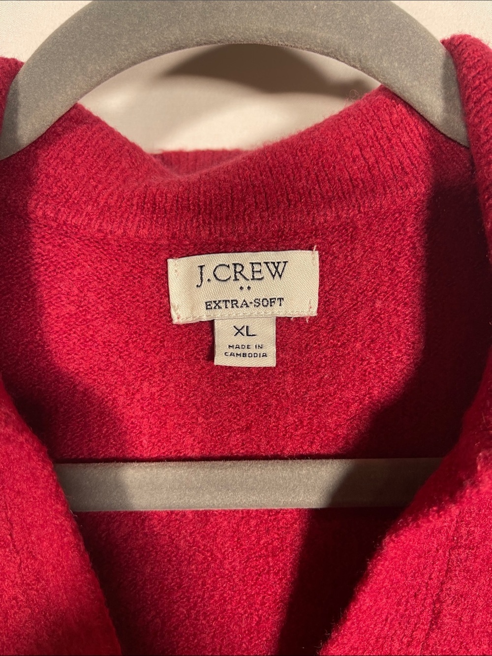 J. CREW WOMENS EXTRA SOFT V NECK POLO SWEATER RED BERRY XL CE966 - Picture 3 of 6